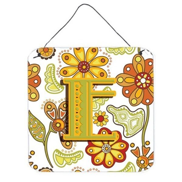Letter E Floral Mustard And Green Wall and Door Hanging Prints, Carolines Treasures, Mfr#: CJ2003-EDS66